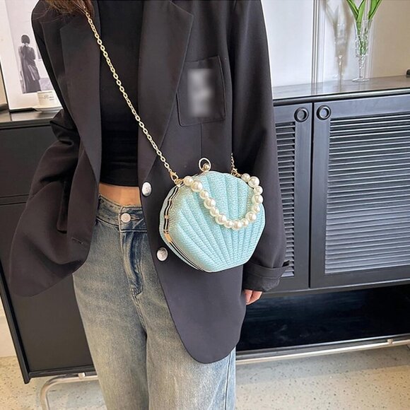 Women Seashell Evening Bag Acrylic Clutch Crossbody Shoulder Purse